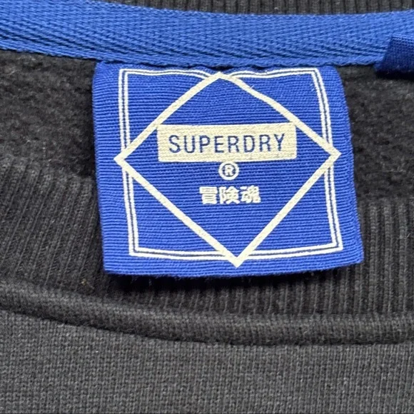 Superdry Mens Core Logo Workwear Crew  Black sweatshirt Pullover Goods Supply XL - Picture 7 of 16